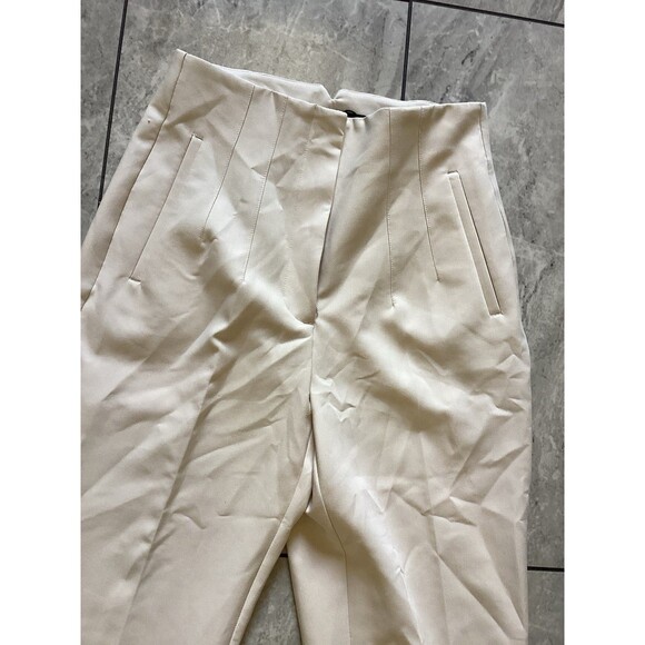 Zara Cream High-Waisted Trousers - Picture 3 of 6
